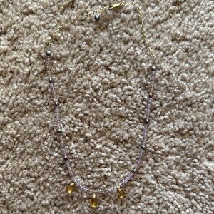 Chic Gold and Purple Beaded Necklace